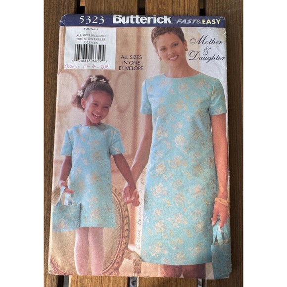 Butterick Sewing Pattern 5323 Mother Daughter Dress Bag Fast Easy - Picture 1 of 4
